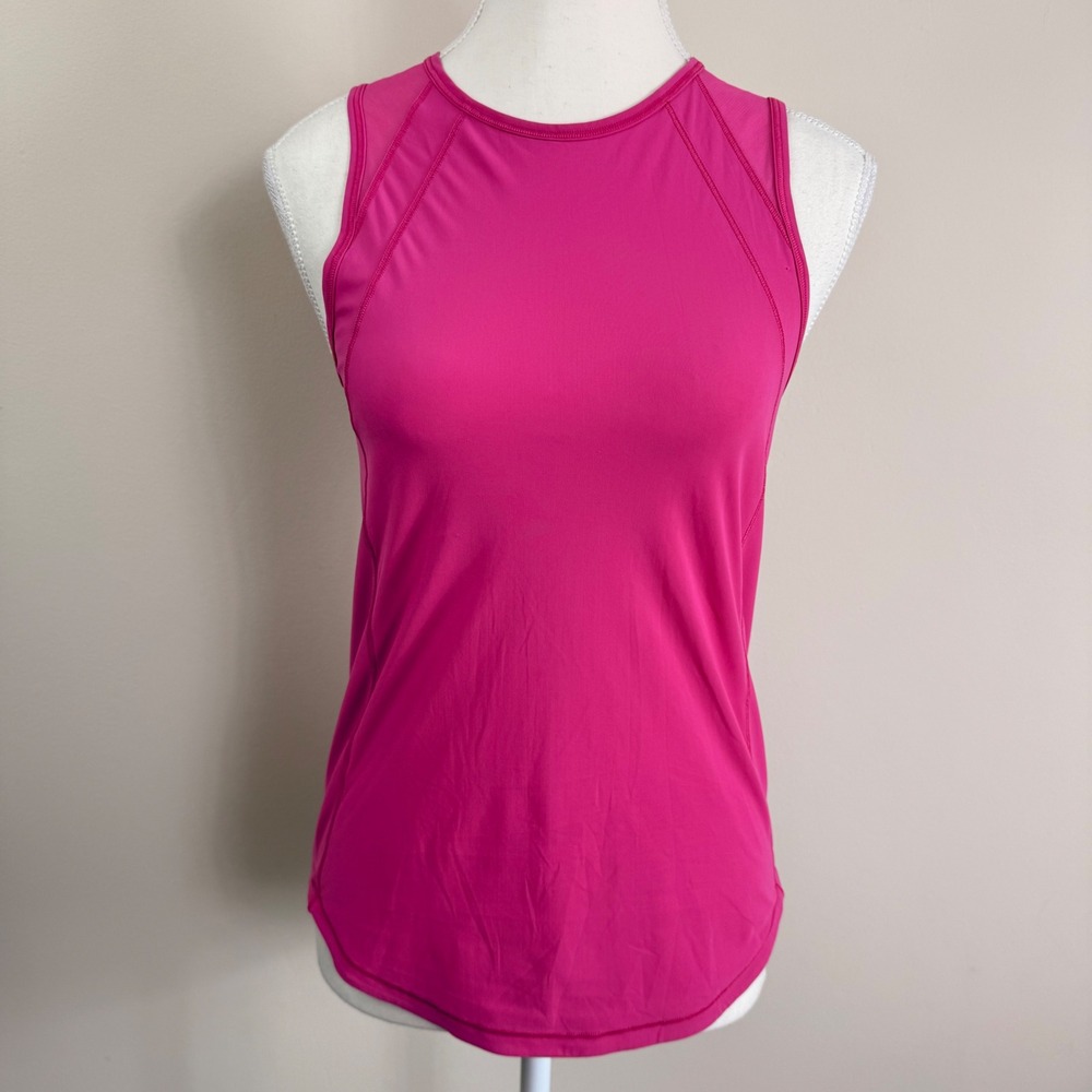 Lululemon Sculpt Tank Top Pink Mesh Back Cutout High Neck Sleeveless Athletic